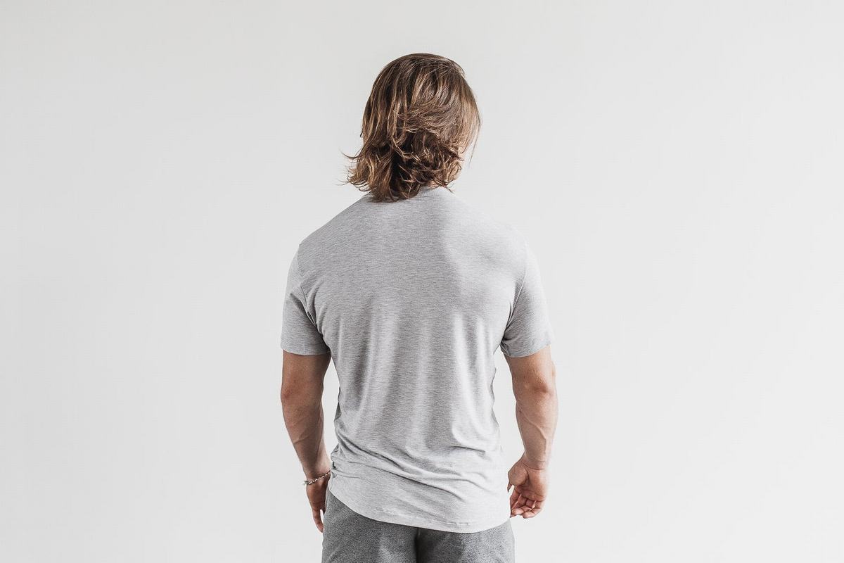 Nobull Men's T Shirts Light Grey | Australia (MC9325)